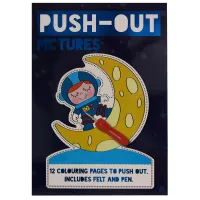 Prikbord met vilt, prikpen en 12 prikkaarten Maan figuren